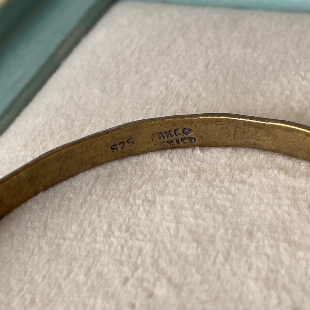 SOLD Vintage Taxco Mexico 925 silver bangle with etched sun - Picture 5 of 7